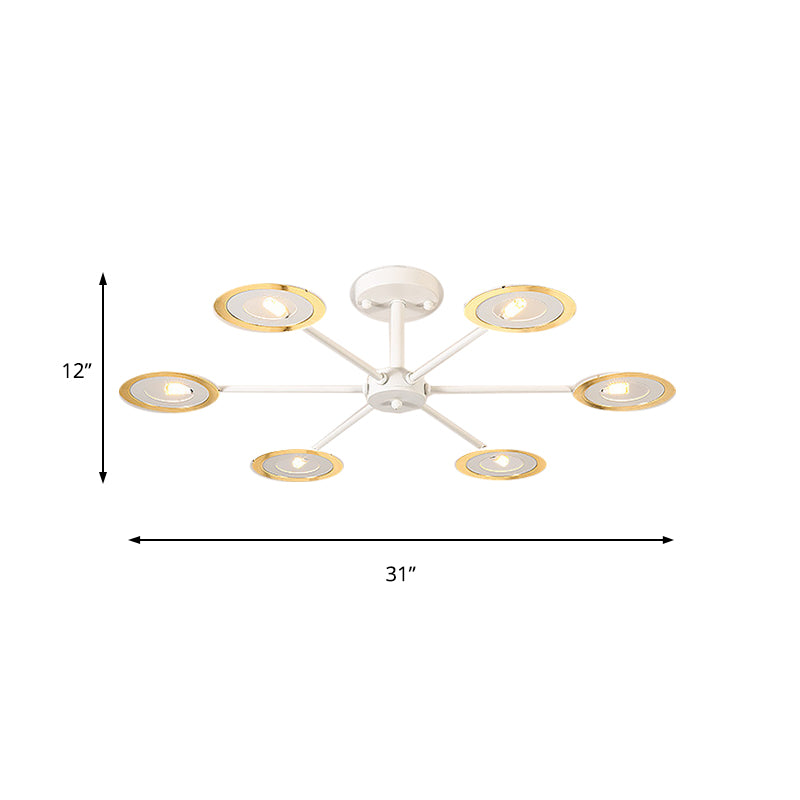 Iron Sputnik Chandelier Contemporary 6/8-Head Hanging Lamp in Black/White/Black-Gold for Bedroom Clearhalo 'Ceiling Lights' 'Chandeliers' 'Modern Chandeliers' 'Modern' Lighting' 155415