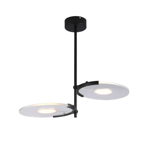 Acrylic Disk Chandelier Modern 2/3-Head Black Hanging Ceiling Pendant for Dining Room Clearhalo 'Ceiling Lights' 'Chandeliers' 'Modern Chandeliers' 'Modern' Lighting' 155452