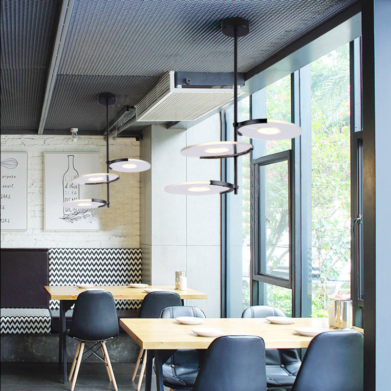 Acrylic Disk Chandelier Modern 2/3-Head Black Hanging Ceiling Pendant for Dining Room Clearhalo 'Ceiling Lights' 'Chandeliers' 'Modern Chandeliers' 'Modern' Lighting' 155455