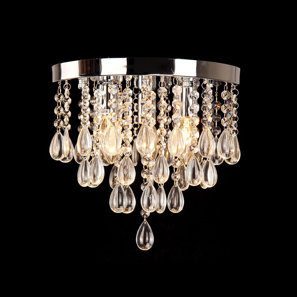 10"/12" W Crystal Flush Mount Lighting with Circle Shade Vintage Multi-Head Ceiling Light Fixture in Clear Clearhalo 'Ceiling Lights' 'Close To Ceiling Lights' 'Close to ceiling' 'Flush mount' Lighting' 155461