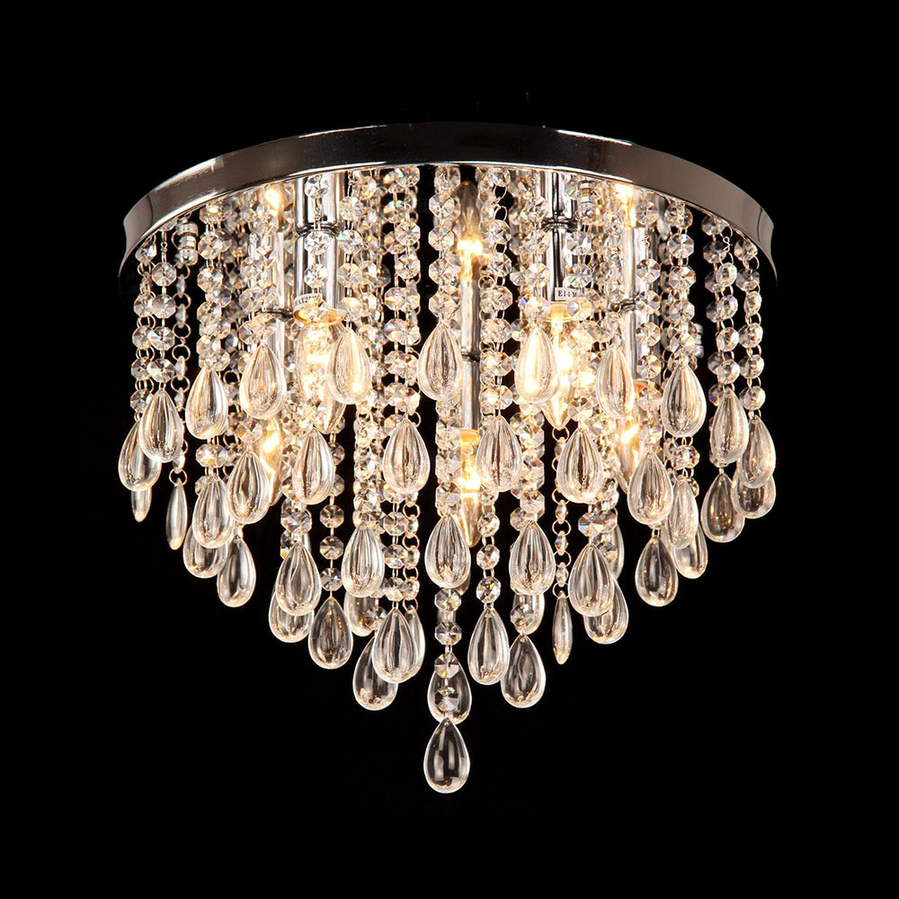 10"/12" W Crystal Flush Mount Lighting with Circle Shade Vintage Multi-Head Ceiling Light Fixture in Clear Clearhalo 'Ceiling Lights' 'Close To Ceiling Lights' 'Close to ceiling' 'Flush mount' Lighting' 155469