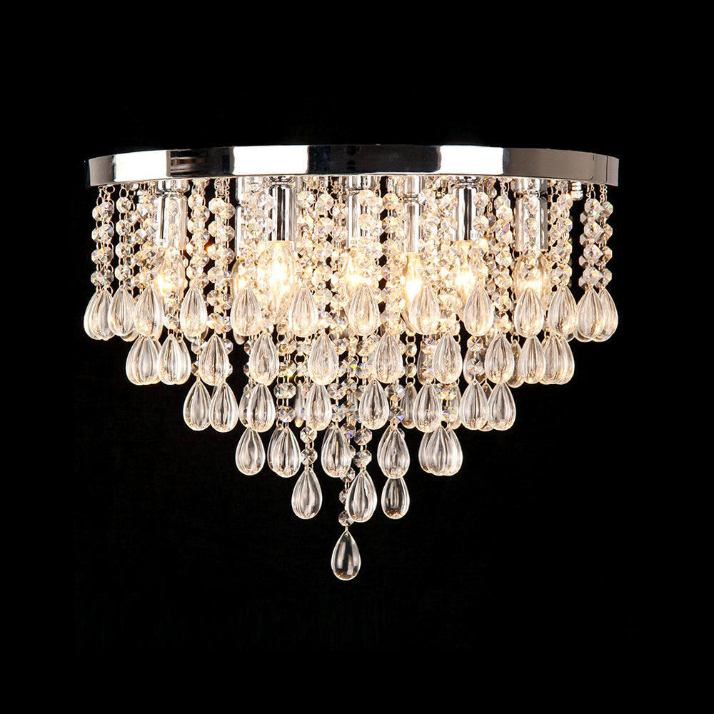 10"/12" W Crystal Flush Mount Lighting with Circle Shade Vintage Multi-Head Ceiling Light Fixture in Clear Clearhalo 'Ceiling Lights' 'Close To Ceiling Lights' 'Close to ceiling' 'Flush mount' Lighting' 155473