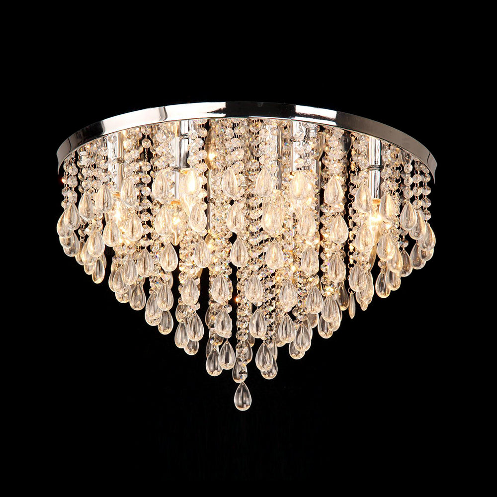 10"/12" W Crystal Flush Mount Lighting with Circle Shade Vintage Multi-Head Ceiling Light Fixture in Clear Clearhalo 'Ceiling Lights' 'Close To Ceiling Lights' 'Close to ceiling' 'Flush mount' Lighting' 155477