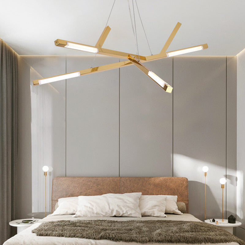 Simple Linear Ceiling Pendant Acrylic LED Bedroom Chandelier Light in Warm/White Light Gold Clearhalo 'Ceiling Lights' 'Chandeliers' 'Modern Chandeliers' 'Modern' Lighting' 155479