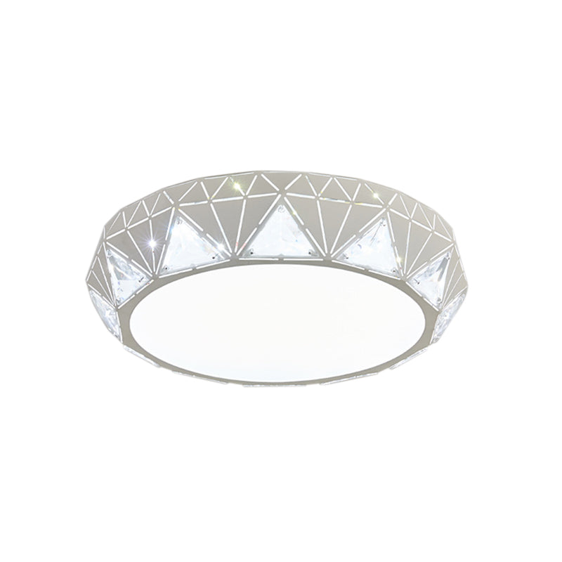 LED Geometric Ceiling Lamp Modern Metal and Acrylic Flush Mount Light with Triangle Crystal Accent in White/Gold, 12"/18" W Clearhalo 'Ceiling Lights' 'Close To Ceiling Lights' 'Close to ceiling' 'Flush mount' Lighting' 155512