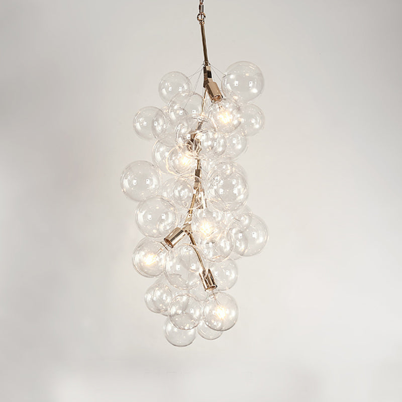 Modern Ball Hanging Ceiling Lamp Clear Glass 3/5-Light Living Room Chandelier Pendant in Gold Clearhalo 'Ceiling Lights' 'Chandeliers' 'Glass shade' 'Glass' 'Modern Chandeliers' 'Modern' Lighting' 155548