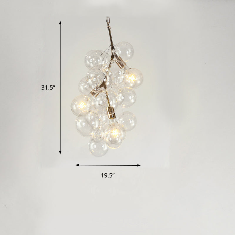 Modern Ball Hanging Ceiling Lamp Clear Glass 3/5-Light Living Room Chandelier Pendant in Gold Clearhalo 'Ceiling Lights' 'Chandeliers' 'Glass shade' 'Glass' 'Modern Chandeliers' 'Modern' Lighting' 155553