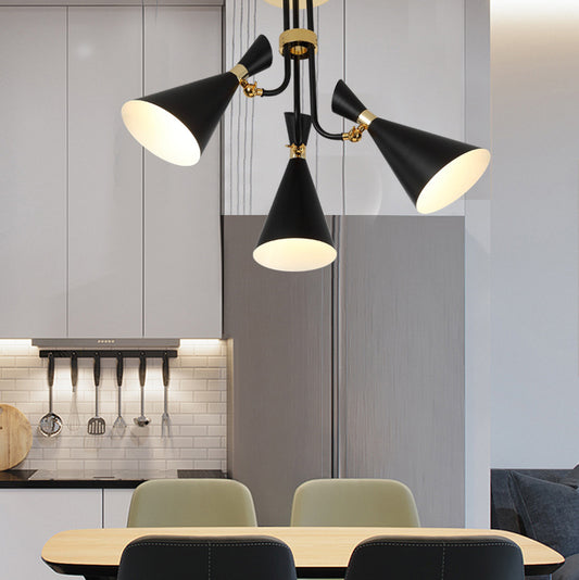 Iron Flared Drop Pendant Modern 3/5-Light Black Chandelier Light Fixture for Dining Room Clearhalo 'Ceiling Lights' 'Chandeliers' 'Modern Chandeliers' 'Modern' Lighting' 155556