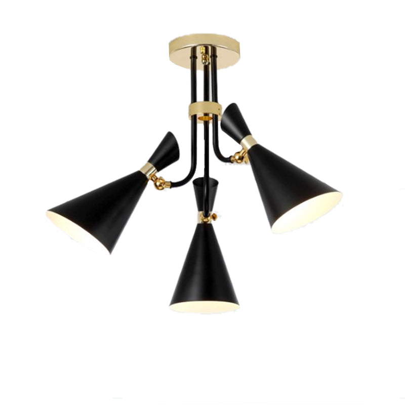 Iron Flared Drop Pendant Modern 3/5-Light Black Chandelier Light Fixture for Dining Room Clearhalo 'Ceiling Lights' 'Chandeliers' 'Modern Chandeliers' 'Modern' Lighting' 155557