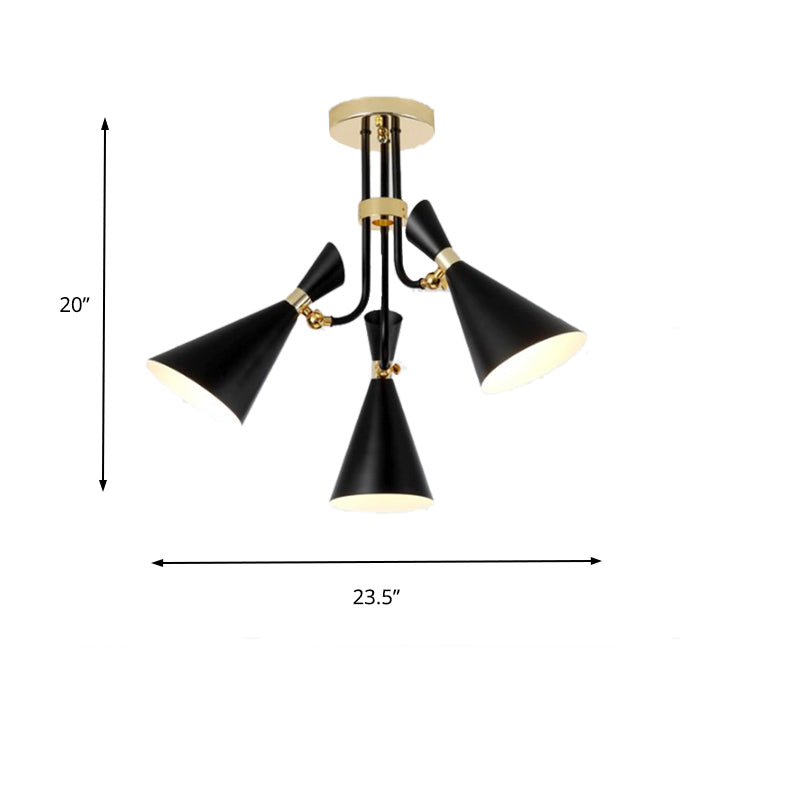 Iron Flared Drop Pendant Modern 3/5-Light Black Chandelier Light Fixture for Dining Room Clearhalo 'Ceiling Lights' 'Chandeliers' 'Modern Chandeliers' 'Modern' Lighting' 155558