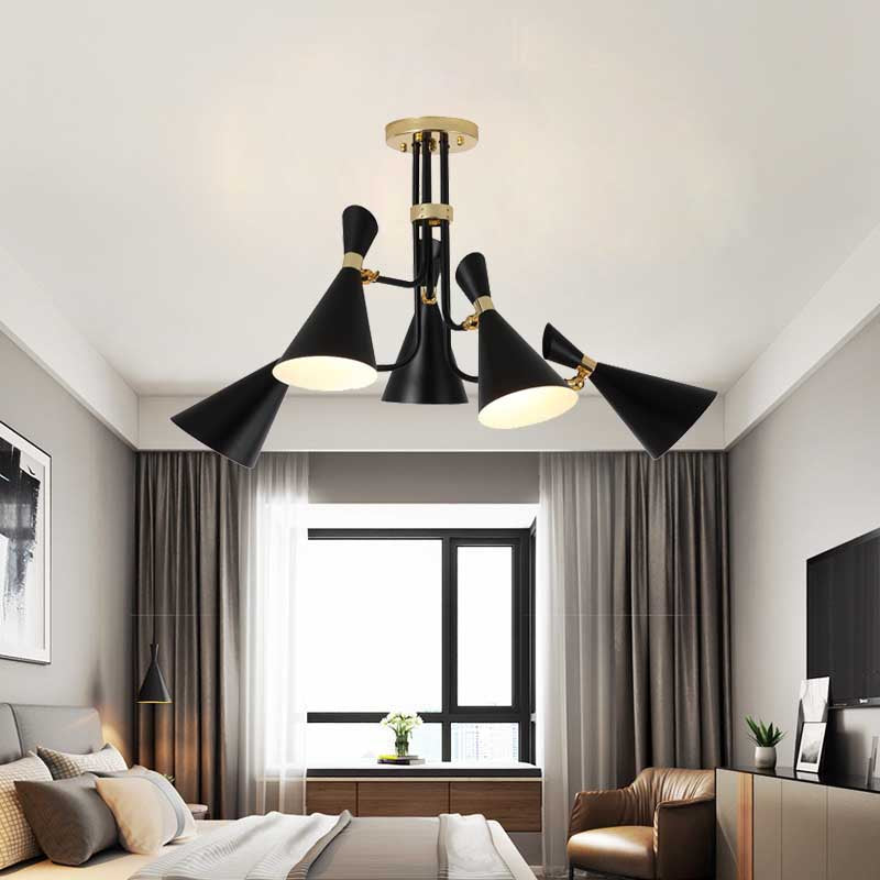 Iron Flared Drop Pendant Modern 3/5-Light Black Chandelier Light Fixture for Dining Room Clearhalo 'Ceiling Lights' 'Chandeliers' 'Modern Chandeliers' 'Modern' Lighting' 155560