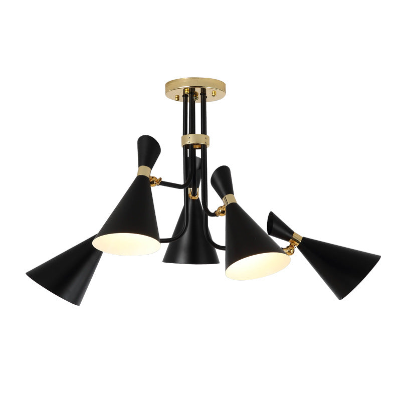 Iron Flared Drop Pendant Modern 3/5-Light Black Chandelier Light Fixture for Dining Room Clearhalo 'Ceiling Lights' 'Chandeliers' 'Modern Chandeliers' 'Modern' Lighting' 155561