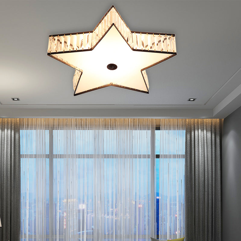 Clear Crystal Star Flush Light Fixture with Acrylic Diffuser Contemporary LED Bedroom Lighting in White, 14"/21.5" W Clearhalo 'Ceiling Lights' 'Close To Ceiling Lights' 'Close to ceiling' 'Flush mount' Lighting' 155615