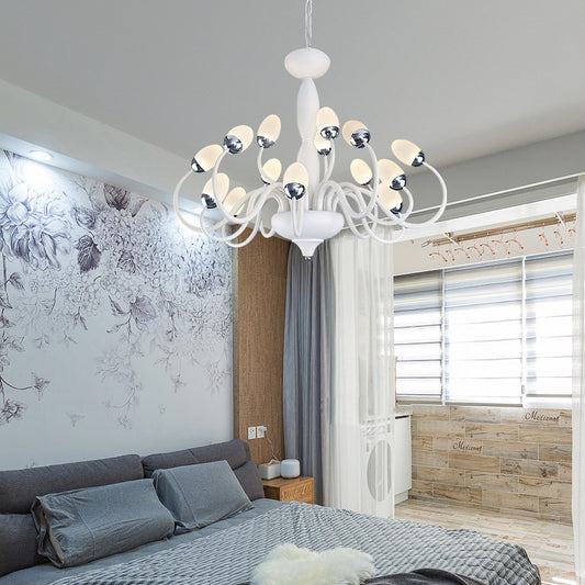 Bud Bedroom Up Chandelier Acrylic 15/22-Light Contemporary Hanging Ceiling Pendant in White 15 White Clearhalo 'Ceiling Lights' 'Chandeliers' 'Modern Chandeliers' 'Modern' Lighting' 155685