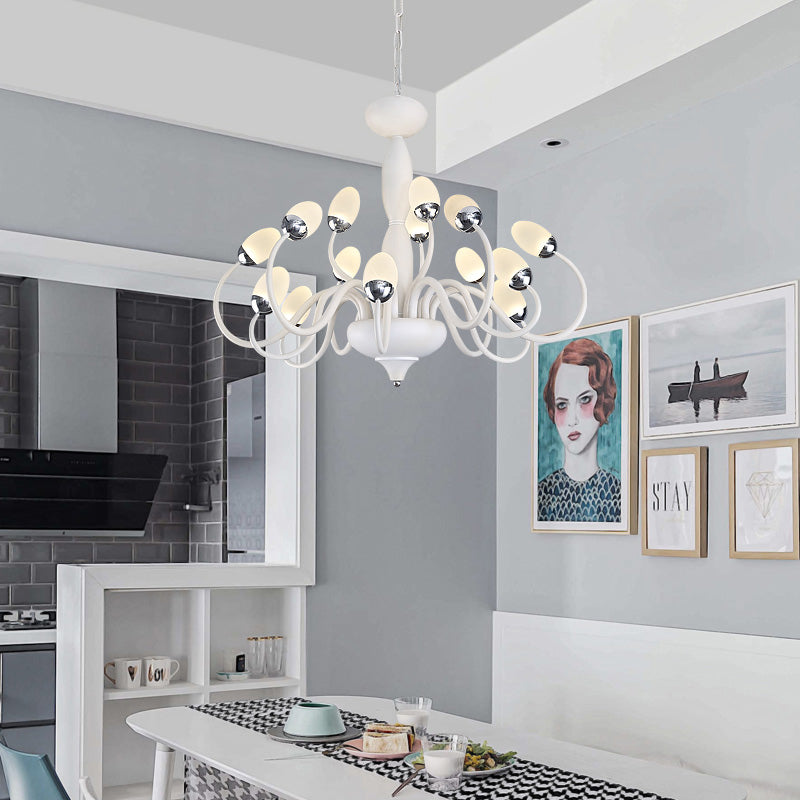 Bud Bedroom Up Chandelier Acrylic 15/22-Light Contemporary Hanging Ceiling Pendant in White Clearhalo 'Ceiling Lights' 'Chandeliers' 'Modern Chandeliers' 'Modern' Lighting' 155686