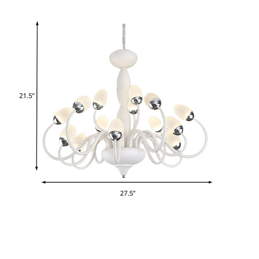 Bud Bedroom Up Chandelier Acrylic 15/22-Light Contemporary Hanging Ceiling Pendant in White Clearhalo 'Ceiling Lights' 'Chandeliers' 'Modern Chandeliers' 'Modern' Lighting' 155688