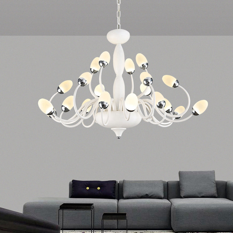 Bud Bedroom Up Chandelier Acrylic 15/22-Light Contemporary Hanging Ceiling Pendant in White 22 White Clearhalo 'Ceiling Lights' 'Chandeliers' 'Modern Chandeliers' 'Modern' Lighting' 155689