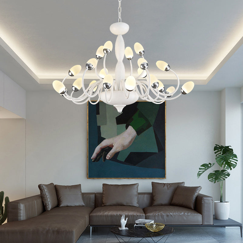 Bud Bedroom Up Chandelier Acrylic 15/22-Light Contemporary Hanging Ceiling Pendant in White Clearhalo 'Ceiling Lights' 'Chandeliers' 'Modern Chandeliers' 'Modern' Lighting' 155690