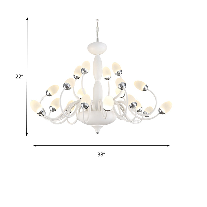 Bud Bedroom Up Chandelier Acrylic 15/22-Light Contemporary Hanging Ceiling Pendant in White Clearhalo 'Ceiling Lights' 'Chandeliers' 'Modern Chandeliers' 'Modern' Lighting' 155692