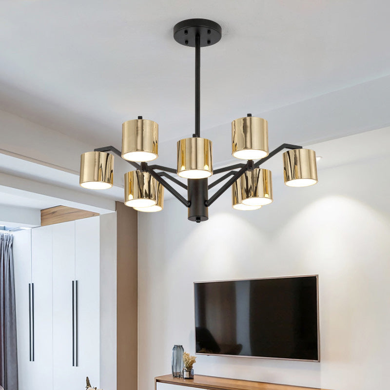 Metal Drum Chandelier Light Modern 7-Head Pendant Lighting Fixture in Gold for Living Room Clearhalo 'Ceiling Lights' 'Chandeliers' 'Modern Chandeliers' 'Modern' Lighting' 155700