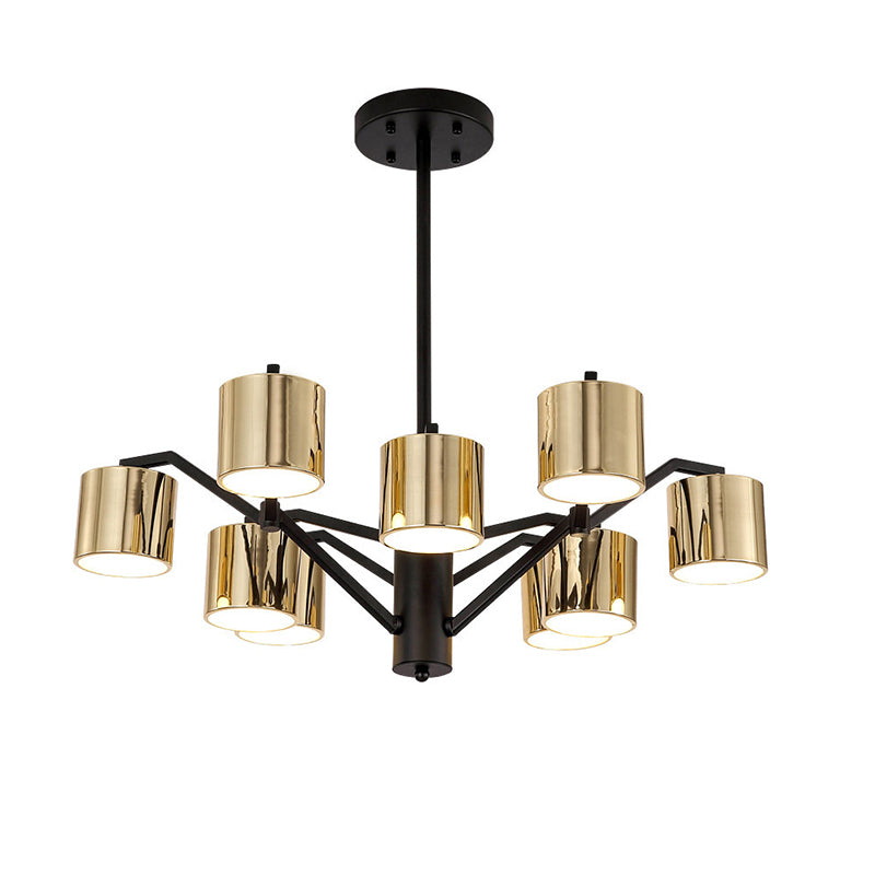 Metal Drum Chandelier Light Modern 7-Head Pendant Lighting Fixture in Gold for Living Room Clearhalo 'Ceiling Lights' 'Chandeliers' 'Modern Chandeliers' 'Modern' Lighting' 155701