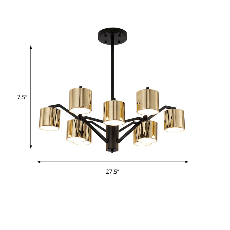 Metal Drum Chandelier Light Modern 7-Head Pendant Lighting Fixture in Gold for Living Room Clearhalo 'Ceiling Lights' 'Chandeliers' 'Modern Chandeliers' 'Modern' Lighting' 155702