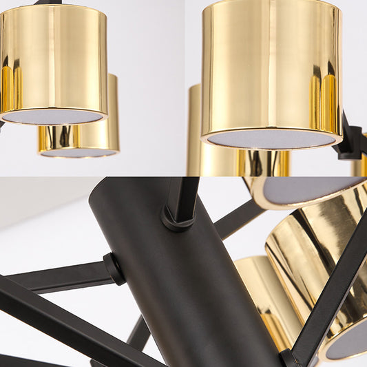 Metal Drum Chandelier Light Modern 7-Head Pendant Lighting Fixture in Gold for Living Room Clearhalo 'Ceiling Lights' 'Chandeliers' 'Modern Chandeliers' 'Modern' Lighting' 155703
