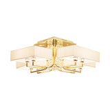 Modern Rectangle Ceiling Light Fabric and Metal Multi Light Semi Mount Lighting with Clear Crystal Deco in White, 23"/32.5" W Clearhalo 'Ceiling Lights' 'Close To Ceiling Lights' 'Close to ceiling' 'Semi-flushmount' Lighting' 155831