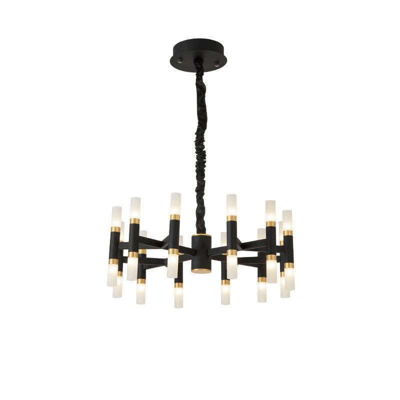 24/36/60 Lights LED Bedroom Chandelier with Tubular Iron Shade Modern Black/White Ceiling Pendant Clearhalo 'Ceiling Lights' 'Chandeliers' 'Modern Chandeliers' 'Modern' Lighting' 155853