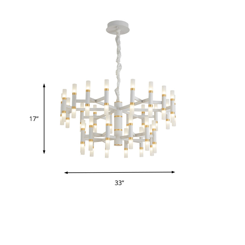 24/36/60 Lights LED Bedroom Chandelier with Tubular Iron Shade Modern Black/White Ceiling Pendant Clearhalo 'Ceiling Lights' 'Chandeliers' 'Modern Chandeliers' 'Modern' Lighting' 155862