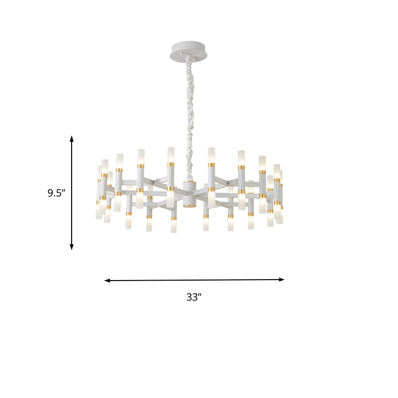 24/36/60 Lights LED Bedroom Chandelier with Tubular Iron Shade Modern Black/White Ceiling Pendant Clearhalo 'Ceiling Lights' 'Chandeliers' 'Modern Chandeliers' 'Modern' Lighting' 155866