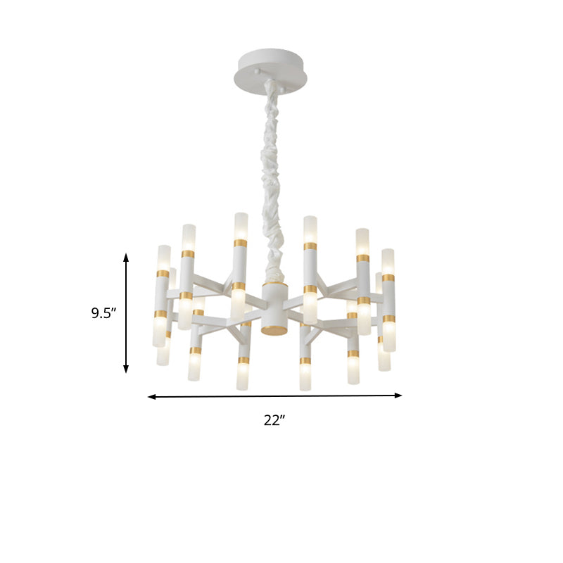 24/36/60 Lights LED Bedroom Chandelier with Tubular Iron Shade Modern Black/White Ceiling Pendant Clearhalo 'Ceiling Lights' 'Chandeliers' 'Modern Chandeliers' 'Modern' Lighting' 155870