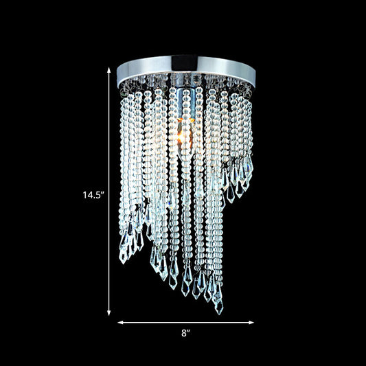 Corridor Spiral Flush Mount Light Clear Crystal Modernist Chrome Finish Ceiling Lighting Clearhalo 'Ceiling Lights' 'Close To Ceiling Lights' 'Close to ceiling' 'Flush mount' Lighting' 155935