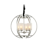 Cylinder Frosted Glass Hanging Light Contemporary 4-Head White Up Chandelier Pendant with Sphere Frame Clearhalo 'Ceiling Lights' 'Chandeliers' 'Modern Chandeliers' 'Modern' Lighting' 155990