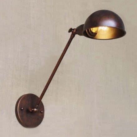 Rust 1 Light Wall Sconce Farmhouse Style Wrought Iron Adjustable Domed Wall Lamp for Bedside Rust Clearhalo 'Art deco wall lights' 'Cast Iron' 'Glass' 'Industrial wall lights' 'Industrial' 'Middle century wall lights' 'Modern' 'Rustic wall lights' 'Tiffany' 'Traditional wall lights' 'Wall Lamps & Sconces' 'Wall Lights' Lighting' 15599