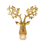 Golden Elk Sconce Lighting 1 Light Lodge Style Resin Wall Lamp with Domed Crystal Shade for Living Room, 15"/22.5" W Clearhalo 'Wall Lamps & Sconces' 'Wall Lights' Lighting' 156104