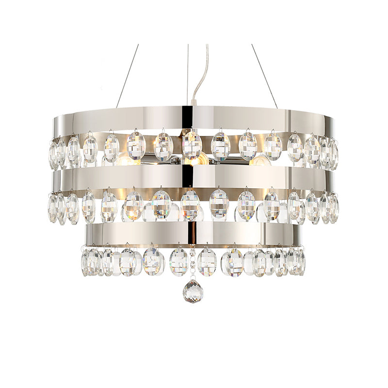 Crystal Multi-Layer Suspension Lamp Contemporary 5 Lights Silver Chandelier Pendant for Living Room Clearhalo 'Ceiling Lights' 'Chandeliers' 'Modern Chandeliers' 'Modern' Lighting' 156117