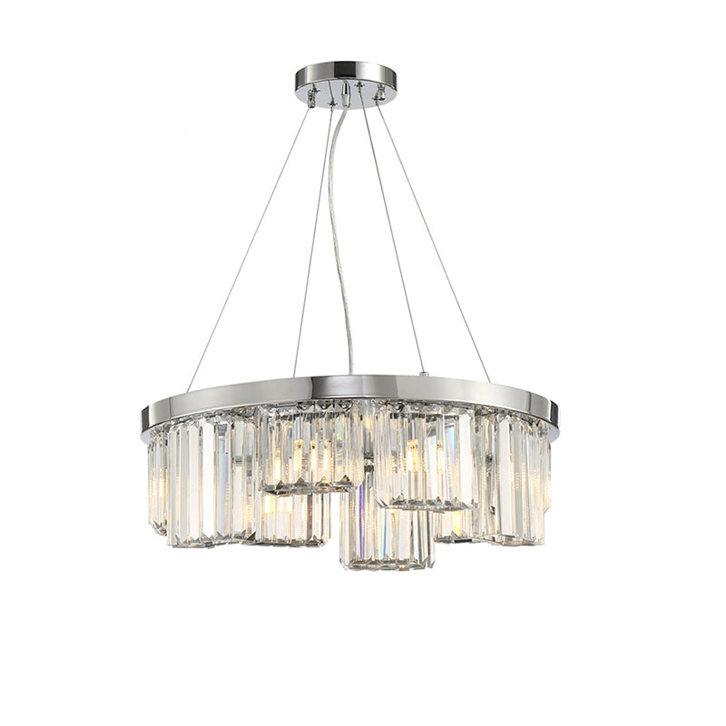 Simple Round Chandelier Lighting Crystal 10 Lights Living Room Hanging Ceiling Pendant in Chrome Clearhalo 'Ceiling Lights' 'Chandeliers' 'Modern Chandeliers' 'Modern' Lighting' 156129