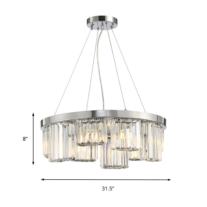 Simple Round Chandelier Lighting Crystal 10 Lights Living Room Hanging Ceiling Pendant in Chrome Clearhalo 'Ceiling Lights' 'Chandeliers' 'Modern Chandeliers' 'Modern' Lighting' 156130