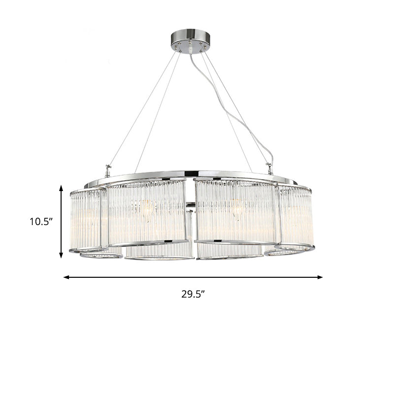 29.5"/33.5" Wide Crystal Round Ceiling Chandelier Modern Multi-Head Chrome Pendant Light Fixture Clearhalo 'Ceiling Lights' 'Chandeliers' 'Modern Chandeliers' 'Modern' Lighting' 156165