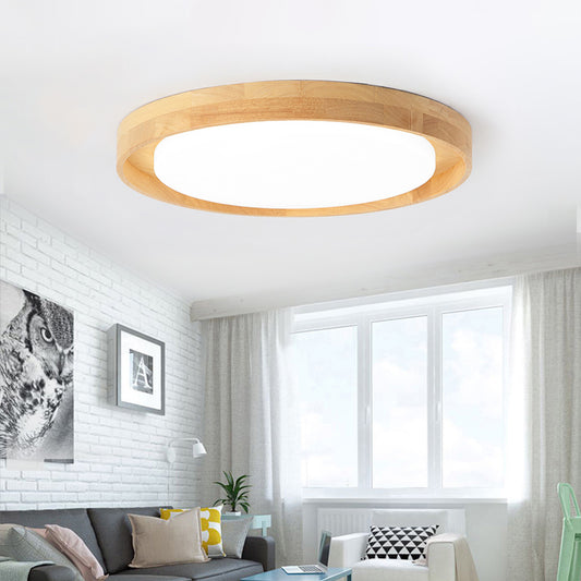 15"/19" Dia Acrylic Round Flush Light Fixture Modern 1-Head LED Ceiling Lamp in Warm/White Light Wood Clearhalo 'Ceiling Lights' 'Close To Ceiling Lights' 'Close to ceiling' 'Flush mount' Lighting' 156380