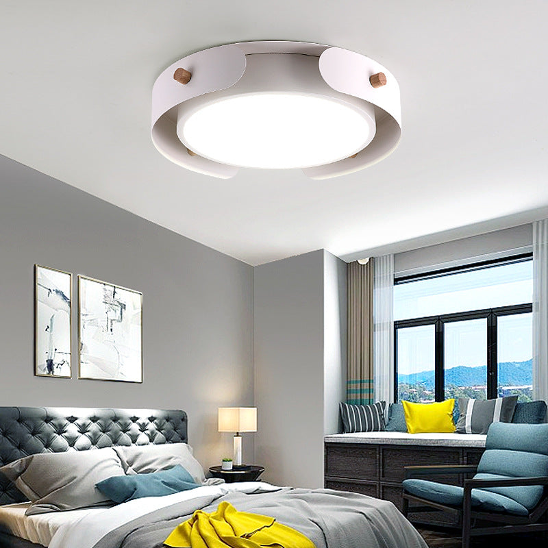 Minimalist 15"/19" W 1-Light LED Flush Light with Acrylic Shade White Round Ceiling Lamp in Warm/White Light White Clearhalo 'Ceiling Lights' 'Close To Ceiling Lights' 'Close to ceiling' 'Flush mount' Lighting' 156434