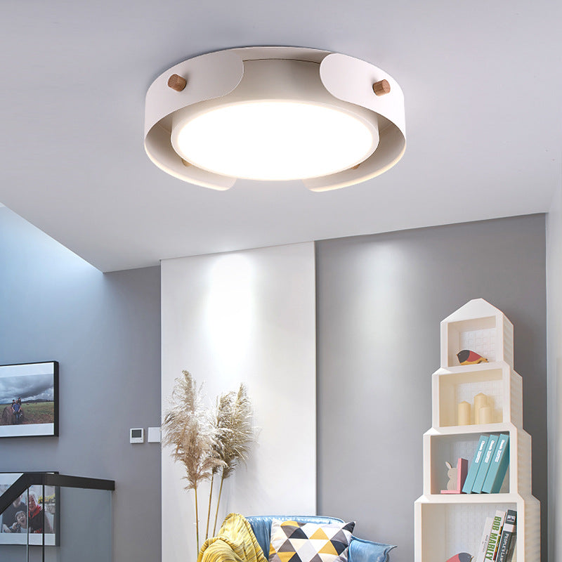 Minimalist 15"/19" W 1-Light LED Flush Light with Acrylic Shade White Round Ceiling Lamp in Warm/White Light Clearhalo 'Ceiling Lights' 'Close To Ceiling Lights' 'Close to ceiling' 'Flush mount' Lighting' 156436