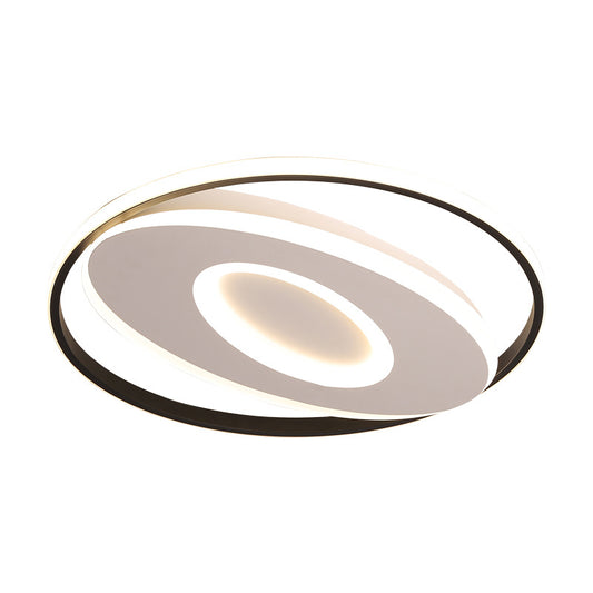 Oval Flush Light with Orbit Design Simple Acrylic LED Bedroom Ceiling Lighting in Warm/White 16"/19.5"/23.5" Wide Clearhalo 'Ceiling Lights' 'Close To Ceiling Lights' 'Close to ceiling' 'Flush mount' Lighting' 156443