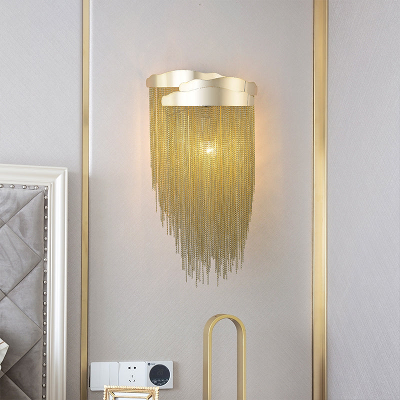 Aluminum Tassel Wall Lamp Lighting 3 Lights Modern Stylish Wall Sconce in Silver/Gold for Bedside Clearhalo 'Modern wall lights' 'Modern' 'Wall Lamps & Sconces' 'Wall Lights' Lighting' 156553