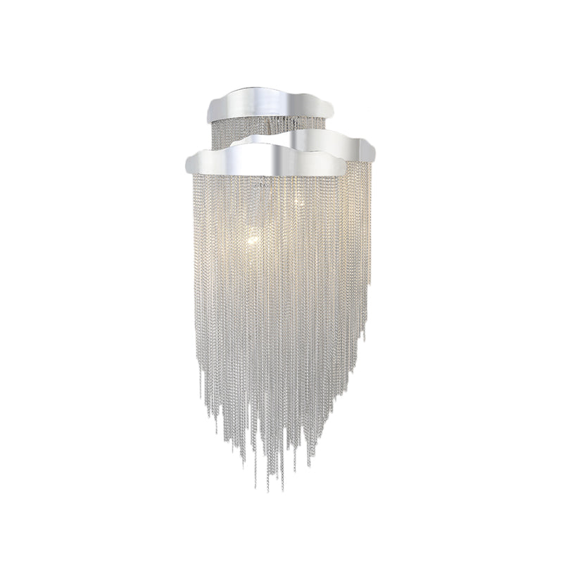 Aluminum Tassel Wall Lamp Lighting 3 Lights Modern Stylish Wall Sconce in Silver/Gold for Bedside Clearhalo 'Modern wall lights' 'Modern' 'Wall Lamps & Sconces' 'Wall Lights' Lighting' 156558