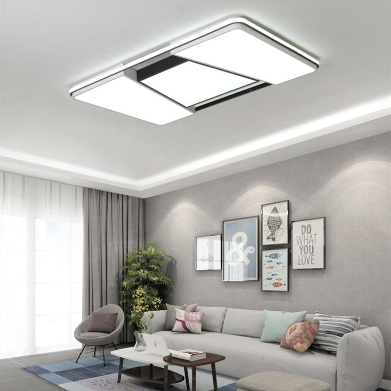 Modern Rectangular Ceiling Light Acrylic 1 Light Living Room Flush Mount Lamp in Warm/White Light Black-White Clearhalo 'Ceiling Lights' 'Close To Ceiling Lights' 'Close to ceiling' 'Flush mount' Lighting' 156559