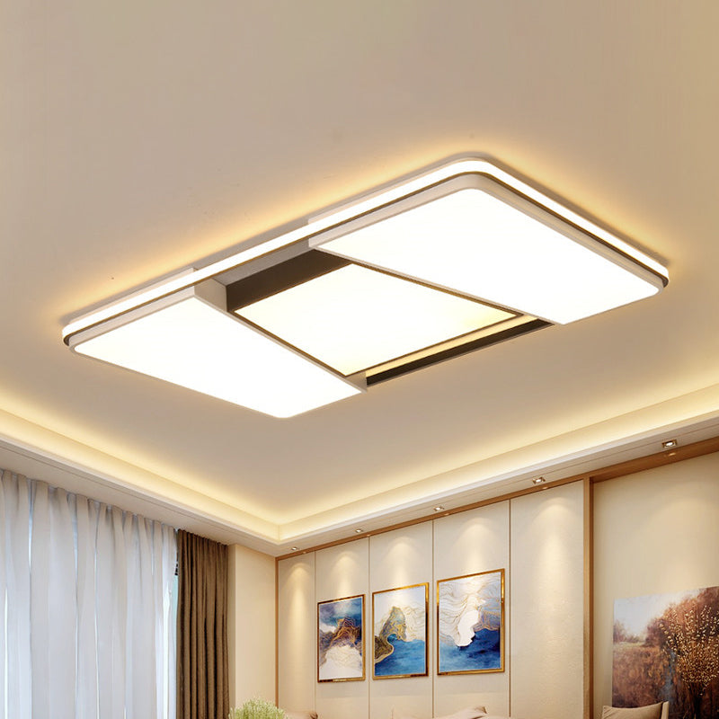 Modern Rectangular Ceiling Light Acrylic 1 Light Living Room Flush Mount Lamp in Warm/White Light Clearhalo 'Ceiling Lights' 'Close To Ceiling Lights' 'Close to ceiling' 'Flush mount' Lighting' 156560