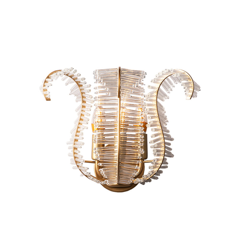 1/2/3-Light Leaf Shaped Wall Mounted Light Vintage Clear Glass Wall Light Fixture in Brass for Living Room Clearhalo 'Cast Iron' 'Glass' 'Industrial' 'Modern wall lights' 'Modern' 'Tiffany' 'Traditional wall lights' 'Wall Lamps & Sconces' 'Wall Lights' Lighting' 156572