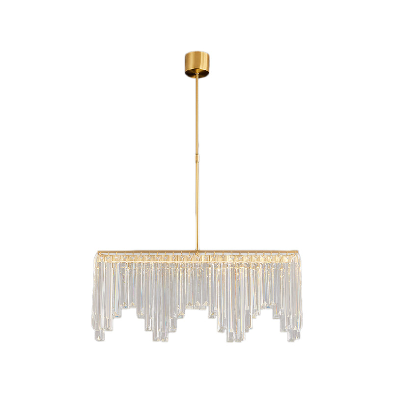 24.5"/32" Wide Linear Hanging Chandelier Lamp Modernism Clear Crystal LED Pendant Lighting in Gold for Living Room Clearhalo 'Ceiling Lights' 'Chandeliers' 'Modern Chandeliers' 'Modern' Lighting' 156626